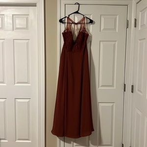 Halter lace Cinnamon Galina signature bridesmaid dress size 16